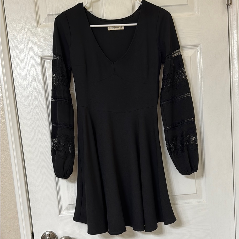 Black Lace Sleeve Dress